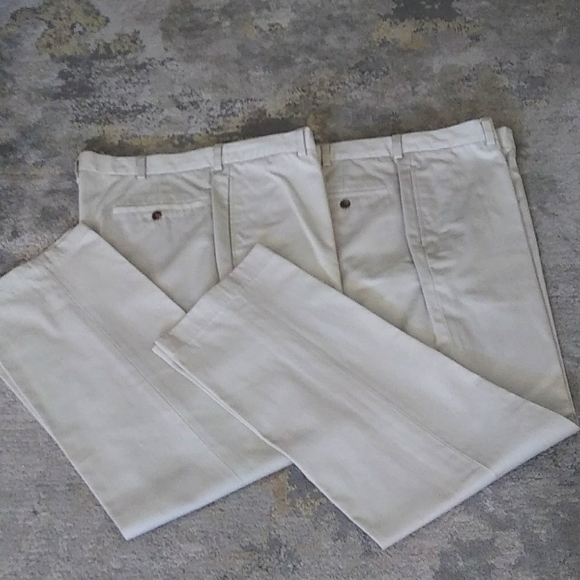 2 PAIRS - KHAKI BROOKS BROTHERS MEN'S CLARK'S STRAIGHT FIT CHINO PANTS,S-37"X32" - Picture 2 of 9